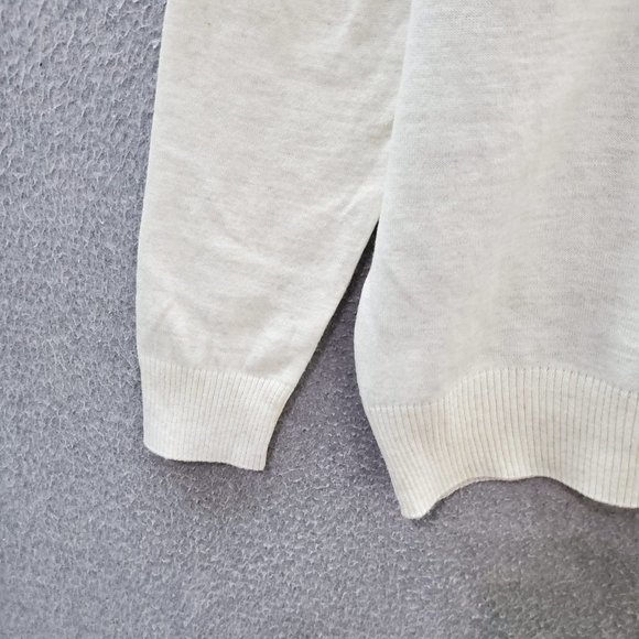 VINTAGE Man Dolfin Men Sweater White Wool Blend Long Sleeve Crew Neck READ - Picture 10 of 10